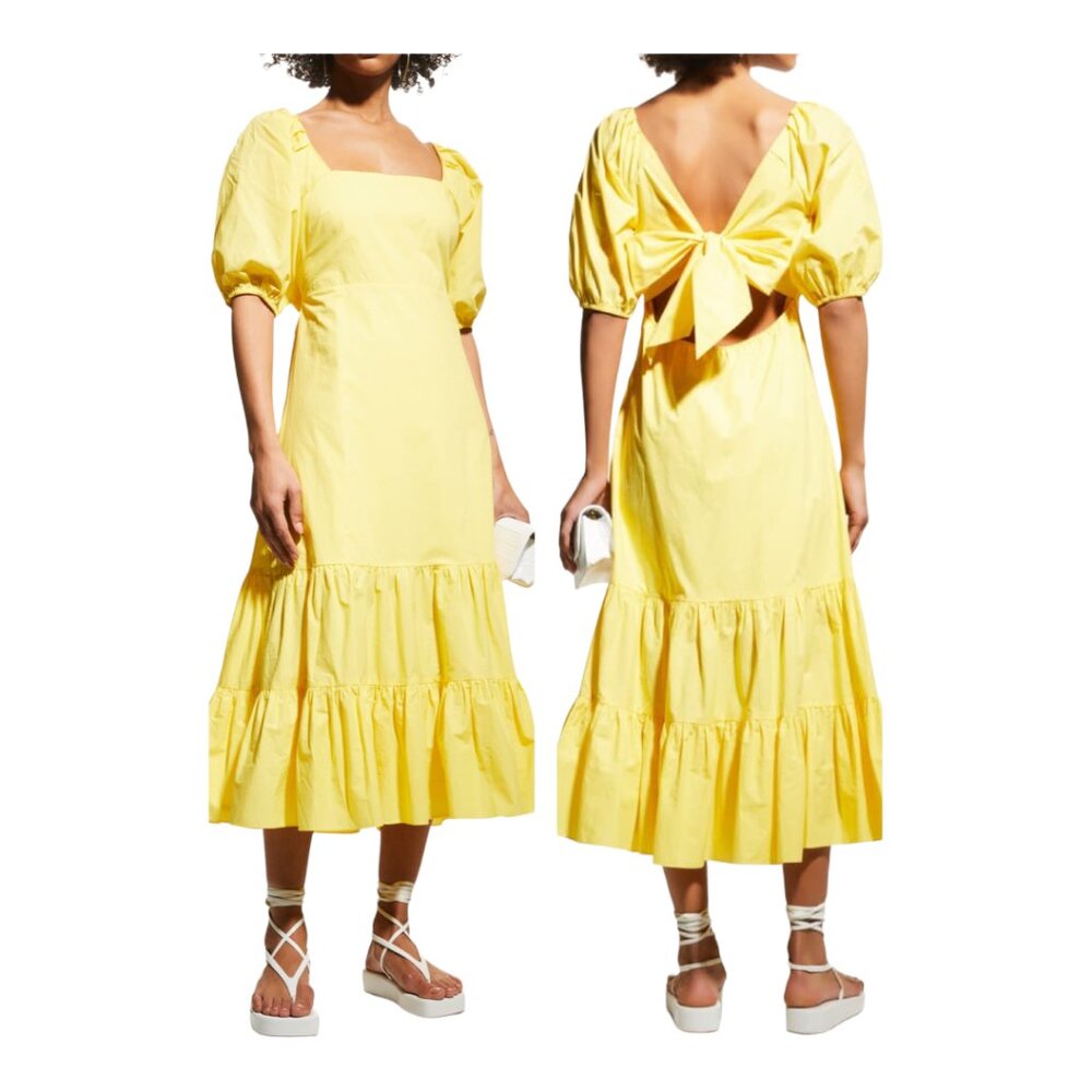 Tanya Taylor Cut Out Tiered Midi Dress